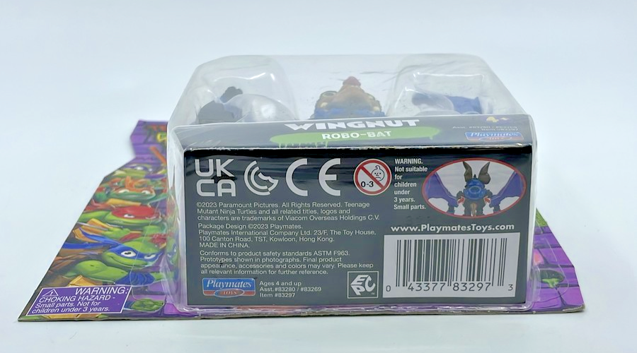 TMNT Mutant Mayhem Wingnut Robo-Bat Figure Playmates with Figure Protector