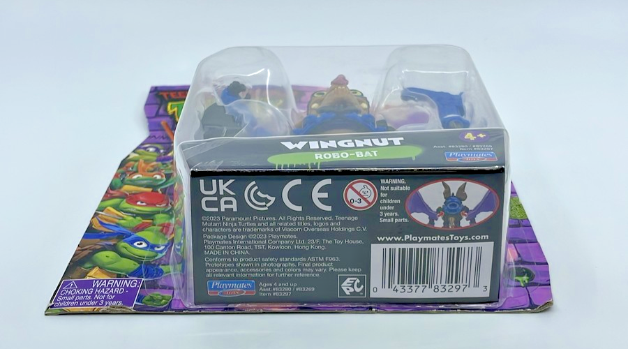 TMNT Mutant Mayhem Wingnut Robo-Bat Figure Playmates with Figure Protector