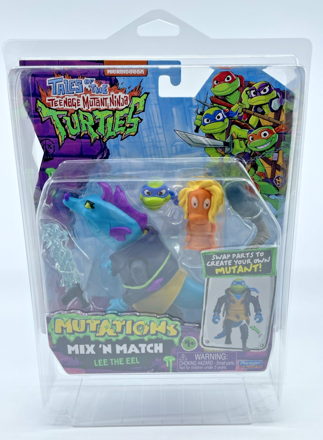TMNT Mutations Mix N' Match Lee The Eel Figure Playmates with Figure Protector
