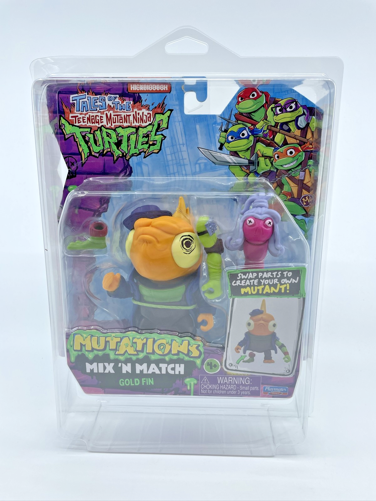 TMNT Tales Mutant Ninja Turtles Mix N Match Gold Fin Fig with Figure Protector