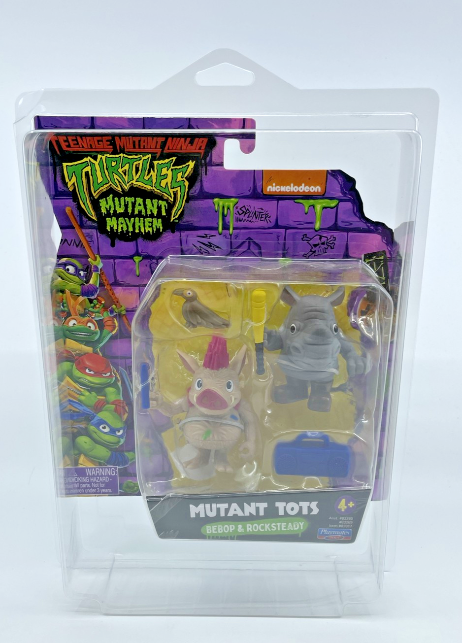 TMNT Mutant Mayhem Mutant Tots Bebop & Rocksteady Figures with Figure Protector