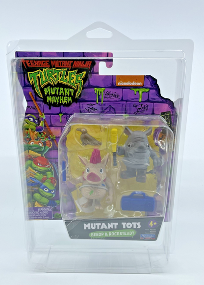 TMNT Mutant Mayhem Mutant Tots Bebop & Rocksteady Figures with Figure Protector