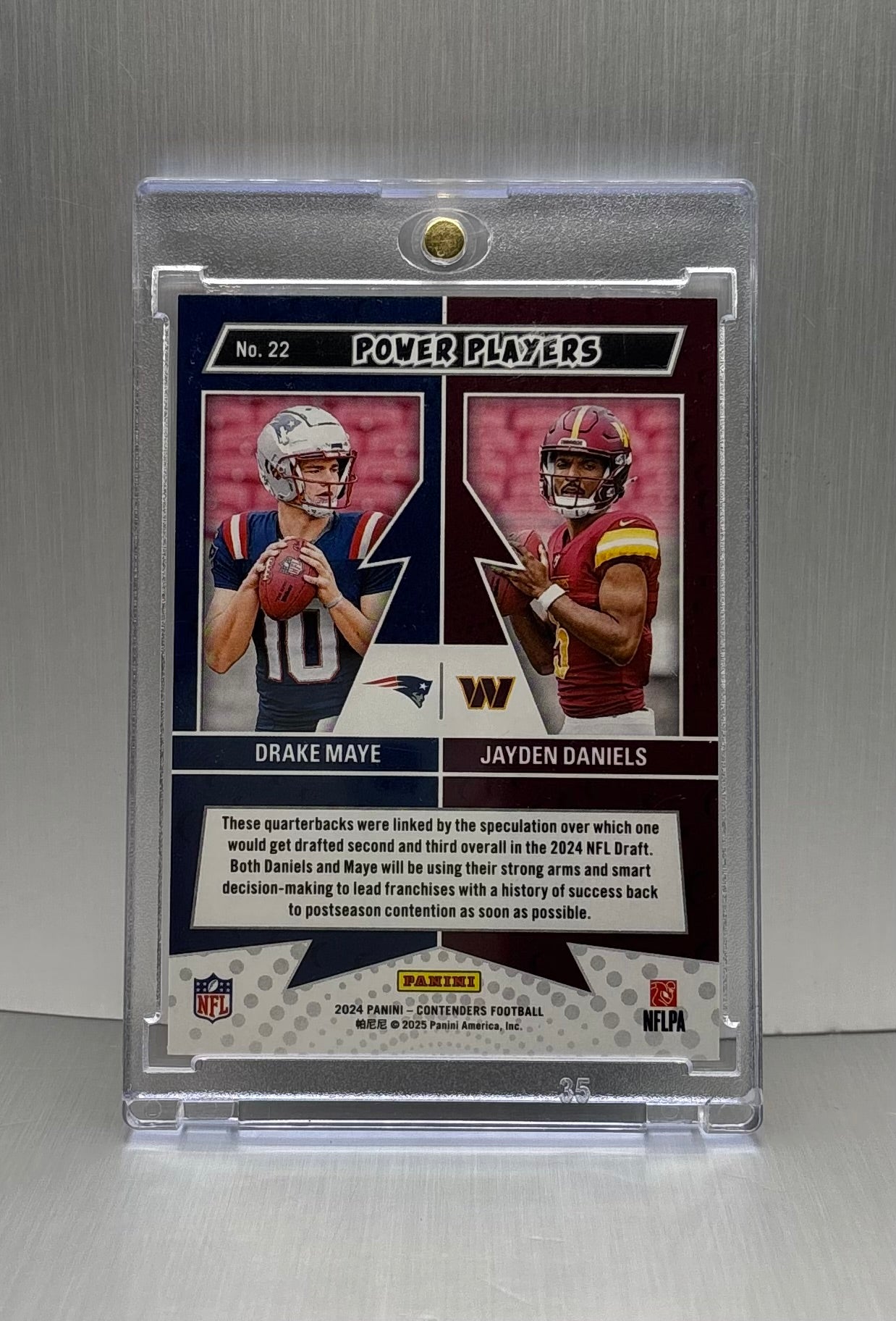2024 panini Contenders Power Players Speckled #22 Drake Maye and Jayden Daniels (RC)