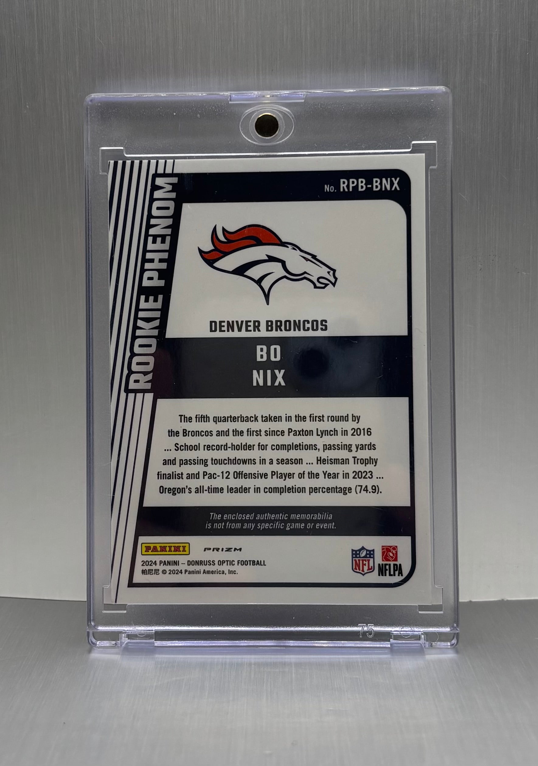 2024 Donruss Optic - Bo Nix RC #RPB-BNX- Blue Hyper Rookie Phenom Patch
