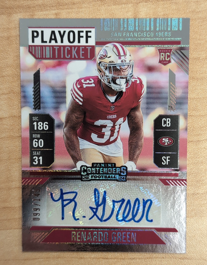 2024 - NFL Panini Contenders - Renardo Green 208 Playoff Ticket Auto /149