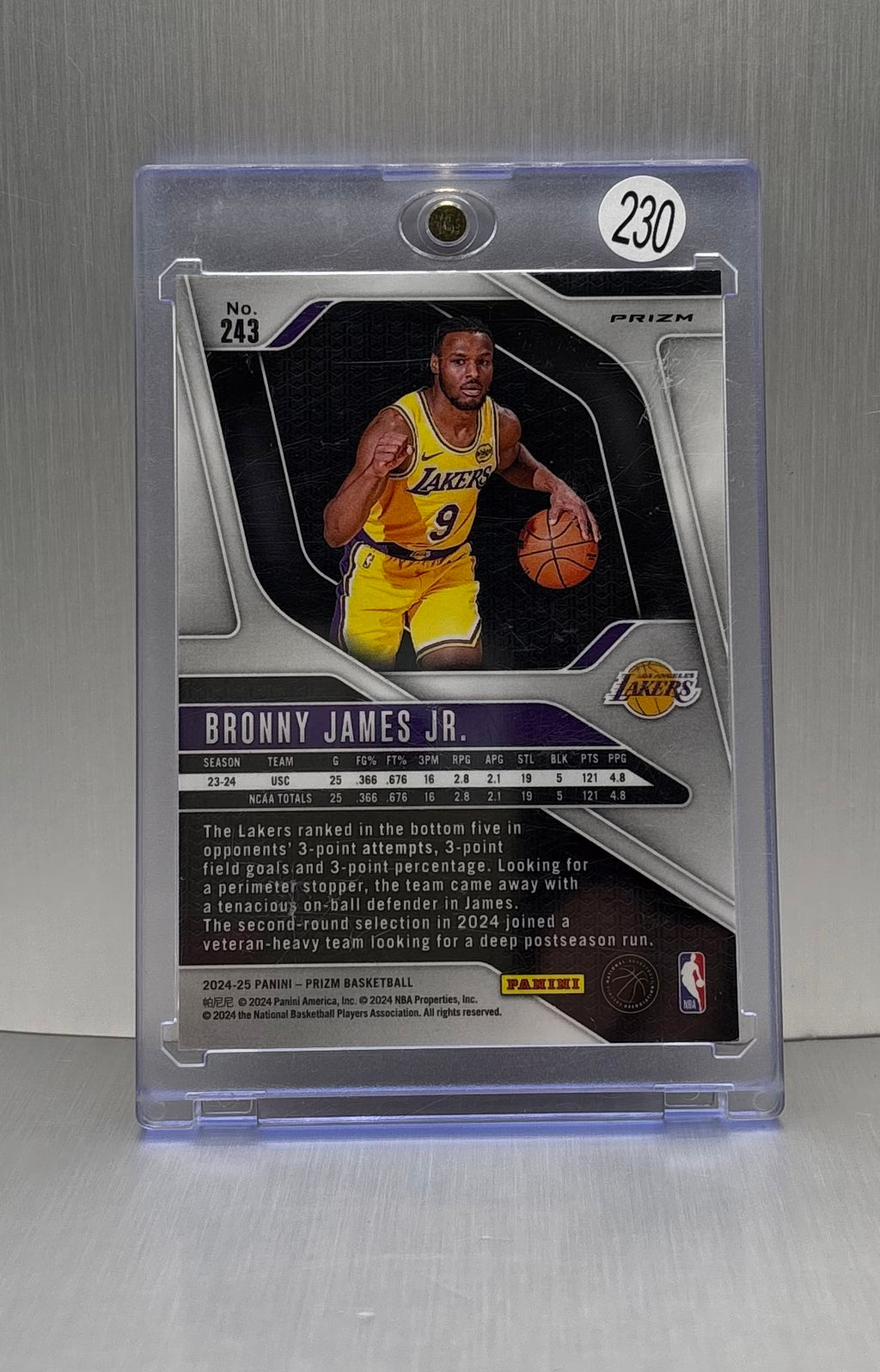 2024-25 Panini Prizm Red Cracked Ice #243 Bronny James Jr. Rookie Card