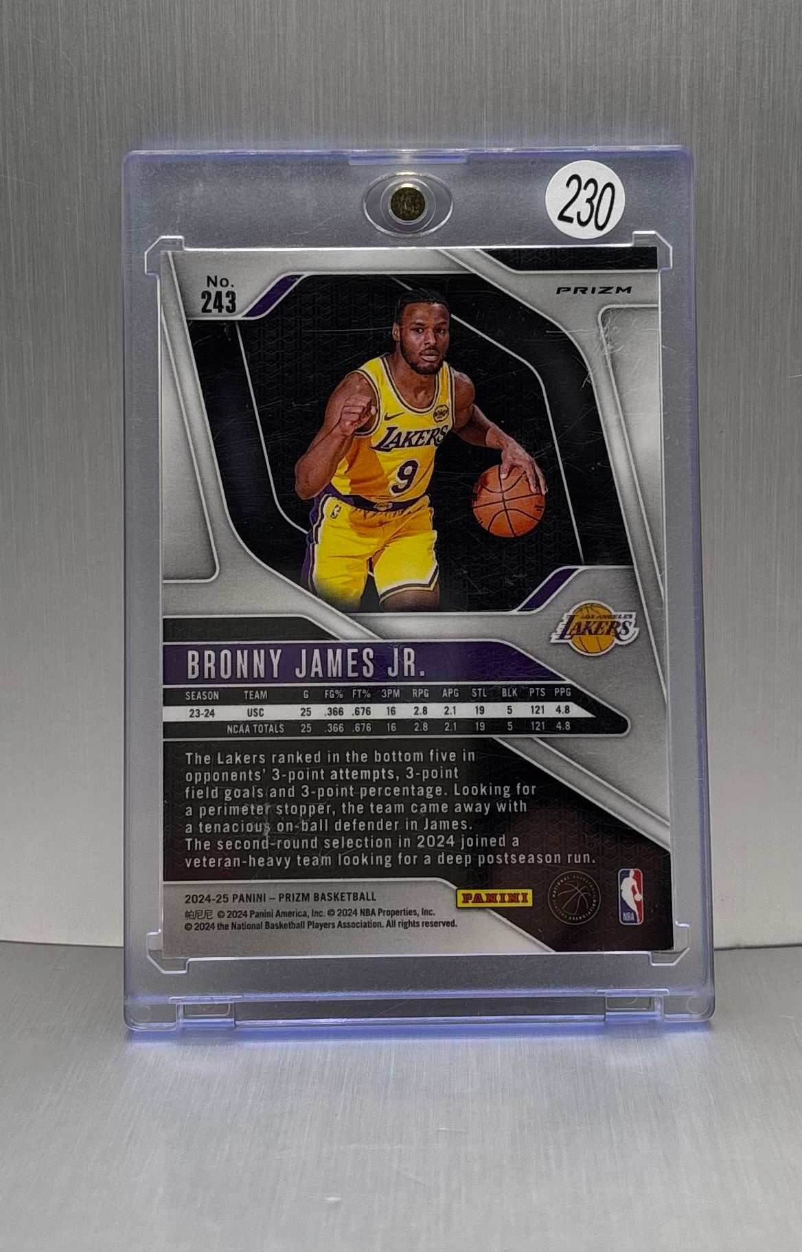 2024-25 Panini Prizm Red Cracked Ice #243 Bronny James Jr. Rookie Card