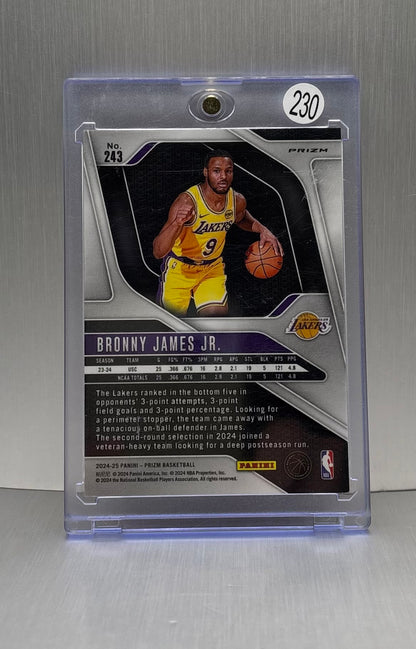2024-25 Panini Prizm Red Cracked Ice #243 Bronny James Jr. Rookie Card