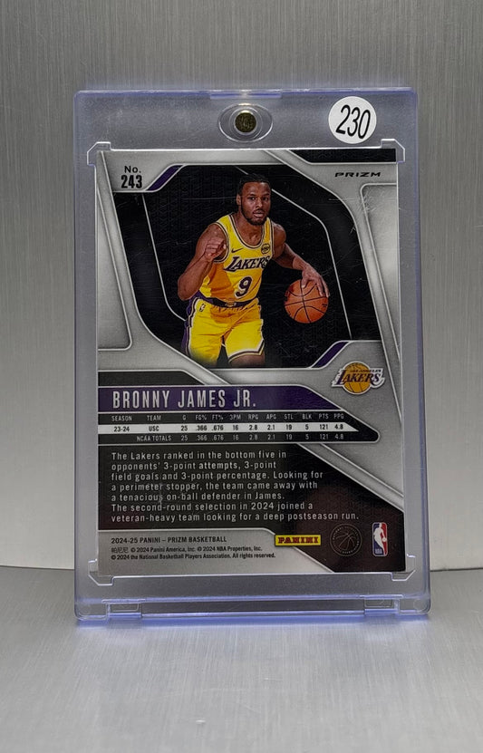 2024-25 Panini Prizm Red Cracked Ice #243 Bronny James Jr. Rookie Card