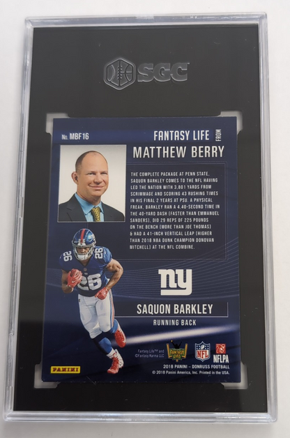 2018 - NFL Donruss Fantasy Life - Saquon Barkley MBF16 SGC 9