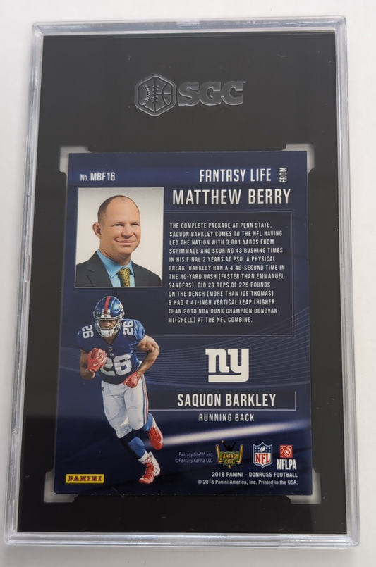 2018 - NFL Donruss Fantasy Life - Saquon Barkley MBF16 SGC 9
