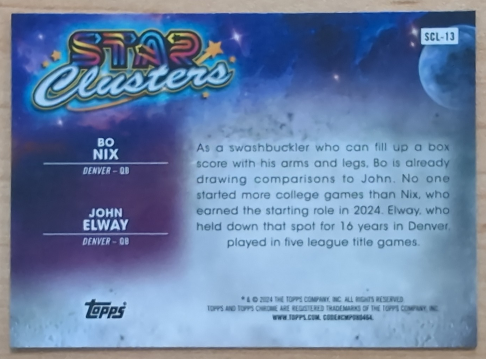 2024 - NFL Topps Cosmic Chrome - Bo Nix John Elway SCL-13 Star Clusters