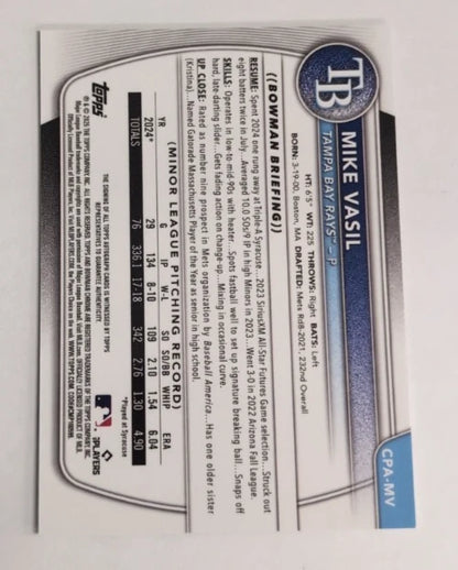 2024 - MLB Bowman Chrome Prospects Autographs - Mike Vasil CPA-MV Auto