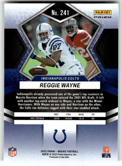 2022 Panini Mosaic #241 Reggie Wayne Mosaic No Huddle Silver