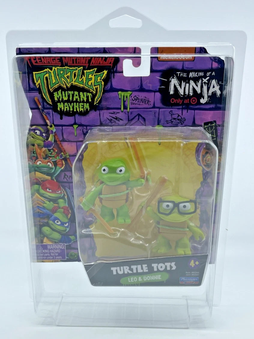 TMNT Mutant Mayhem Leo & Donnie Action Figures Playmates with Figure Protector