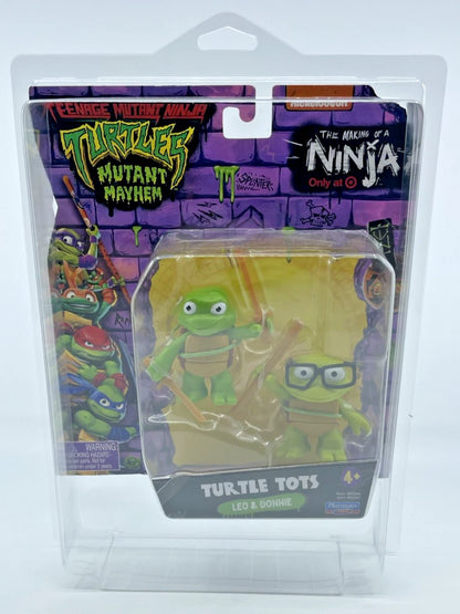 TMNT Mutant Mayhem Leo & Donnie Action Figures Playmates with Figure Protector