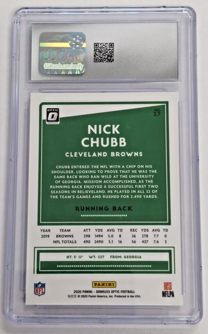 2020 - NFL Donruss Optic - Nick Chubb 27 CGC 9.5 Mint+