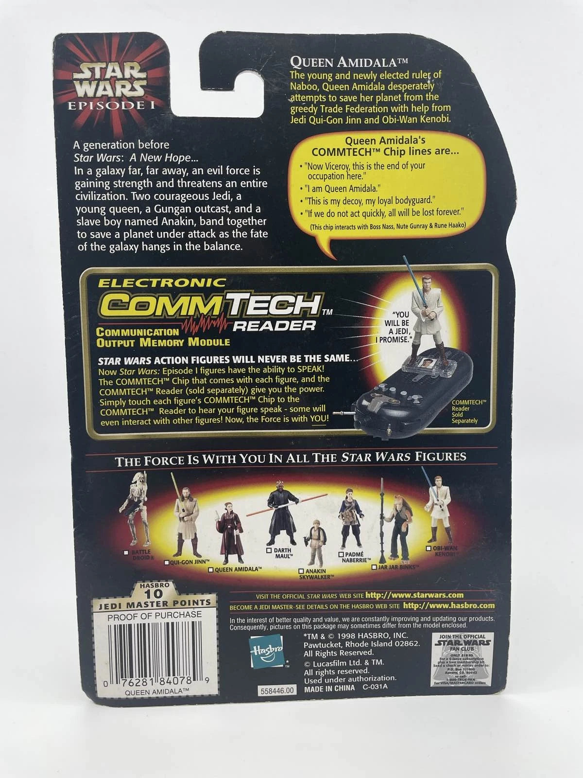 1998 - Star Wars Ep I - Queen Amidala + CommTech Chip - Hasbro Figure