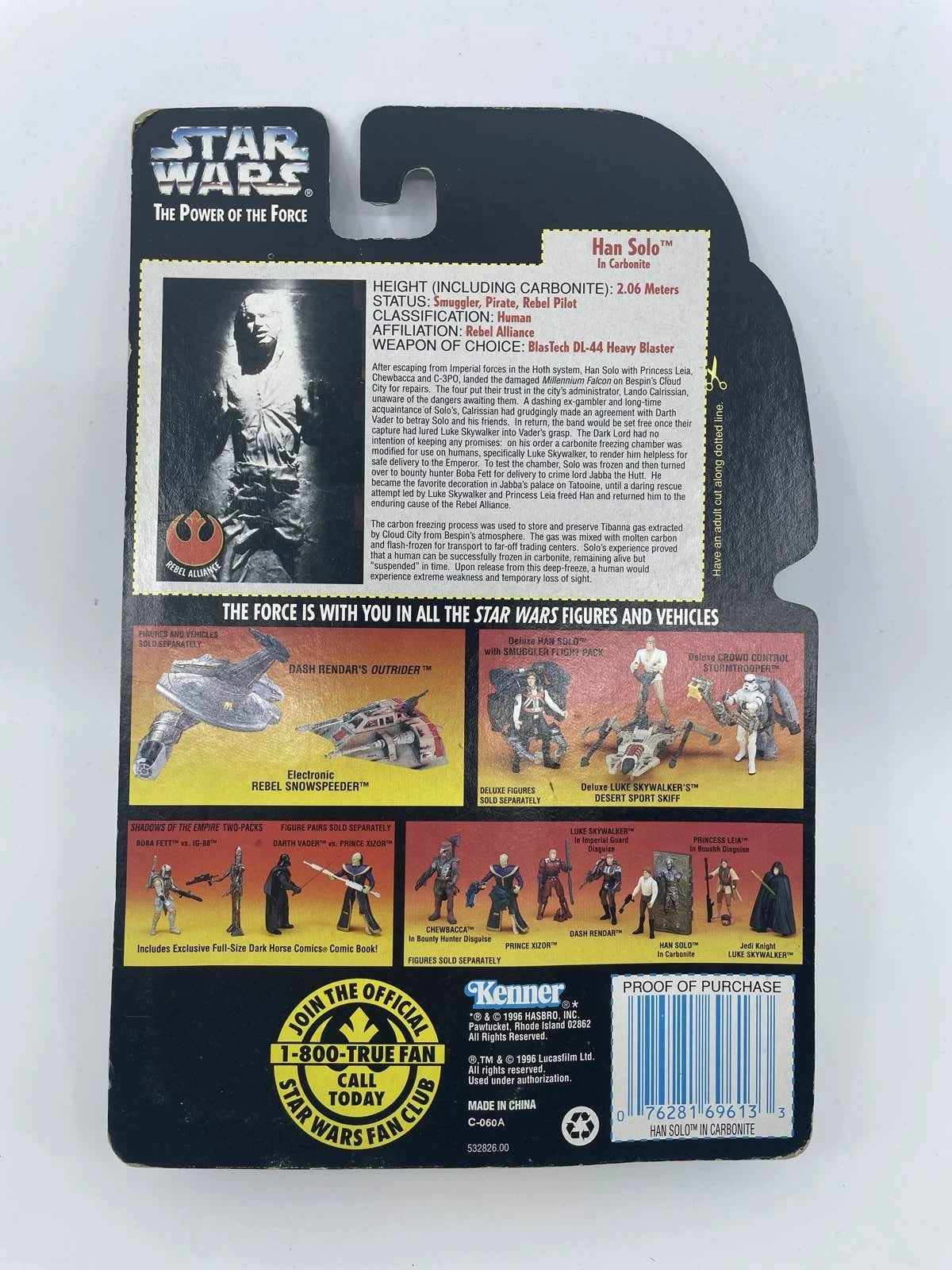 1996 - Star Wars Power of the Force - Han Solo Carbonite Red Cardback - Kenner
