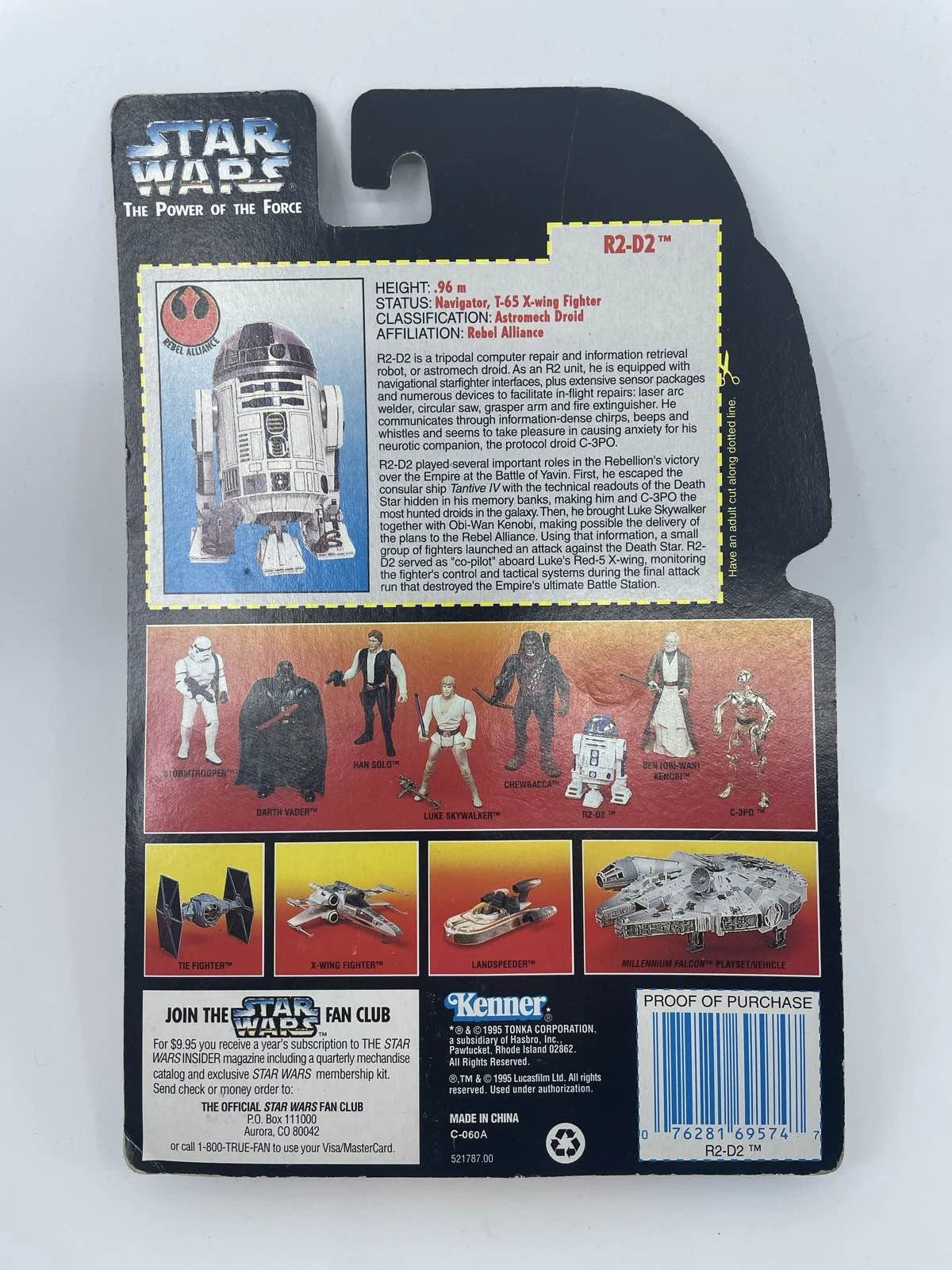 1995 - Star Wars Power of the Force - R2-D2 - Kenner/Hasbro Figure Red Cardback