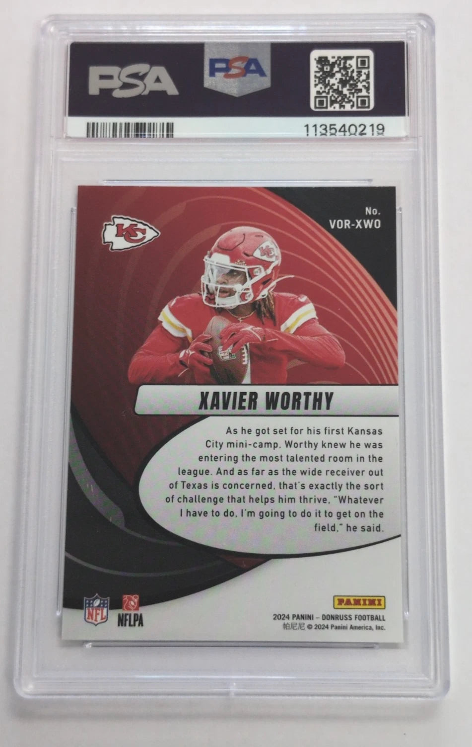 2024 - NFL Donruss Vortex - Xavier Worthy VOR-XWO RC PSA 9