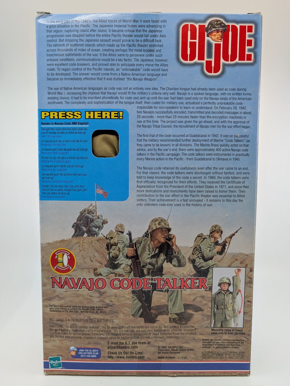 1999 - G.I. Joe - WWII Navajo Code Talker Talking 12 Inch Figure - Hasbro