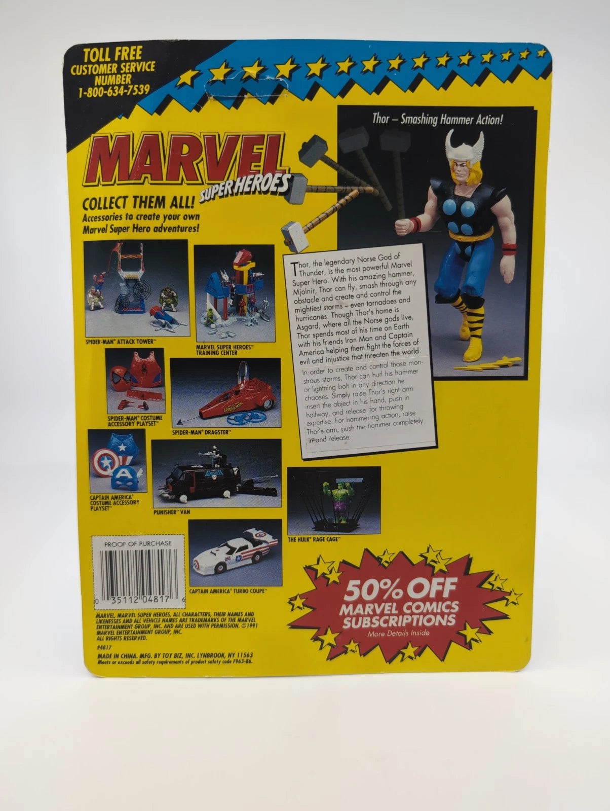 1991 - Marvel Super Heroes - Thor Smashing Hammer Action - Toy Biz