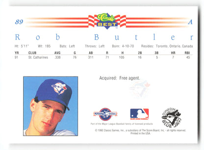 Rob Butler - #3 - 1992 Classic Best Fisher Nuts - MLB