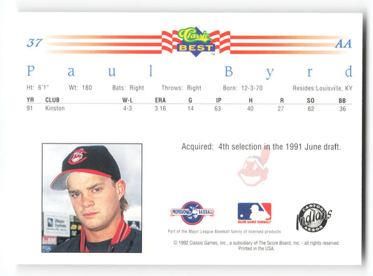 Paul Byrd - #37 - 1992 Classic Best - MLB