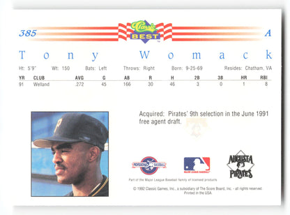 Tony Womack - #385 - 1992 Classic Best - MLB