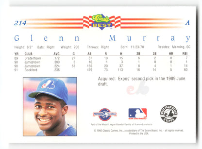 Glenn Murray - #214 - 1992 Classic Best - MLB