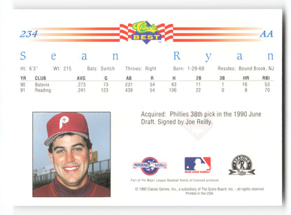 Sean Ryan - #234 - 1992 Classic Best - MLB