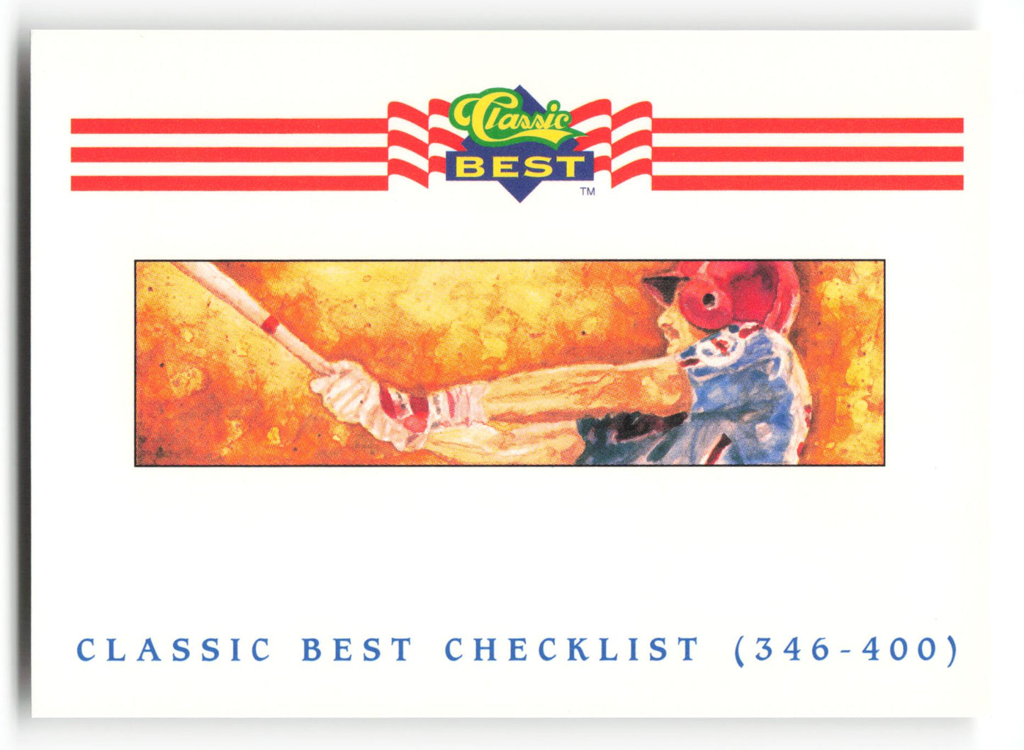 Checklist: 208-276 - #398 - 1992 Classic Best - MLB