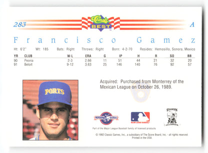 Francisco Gamez - #283 - 1992 Classic Best - MLB
