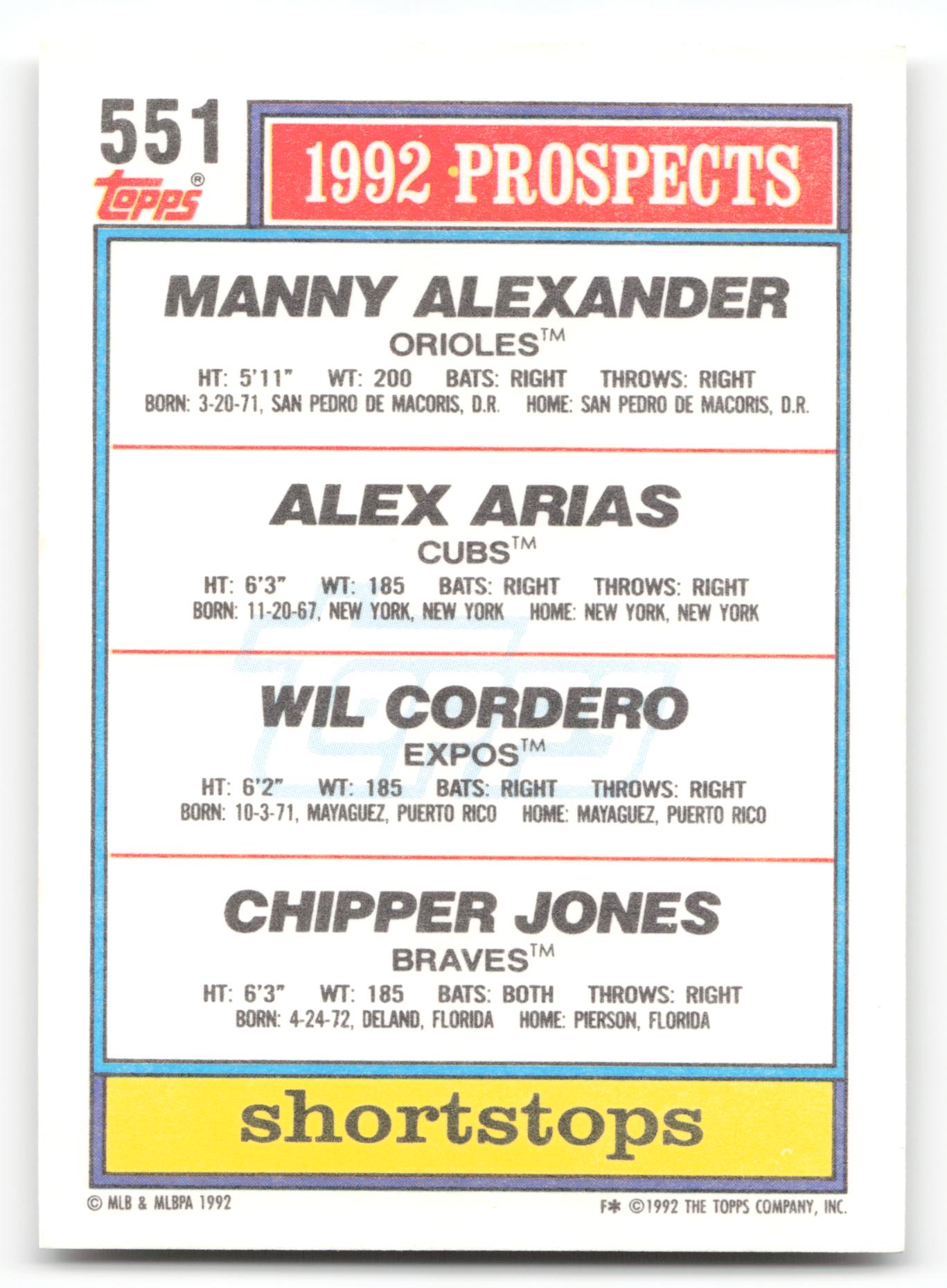 1992 Topps #551 1992 Top Prospects Shortstops TP, RC