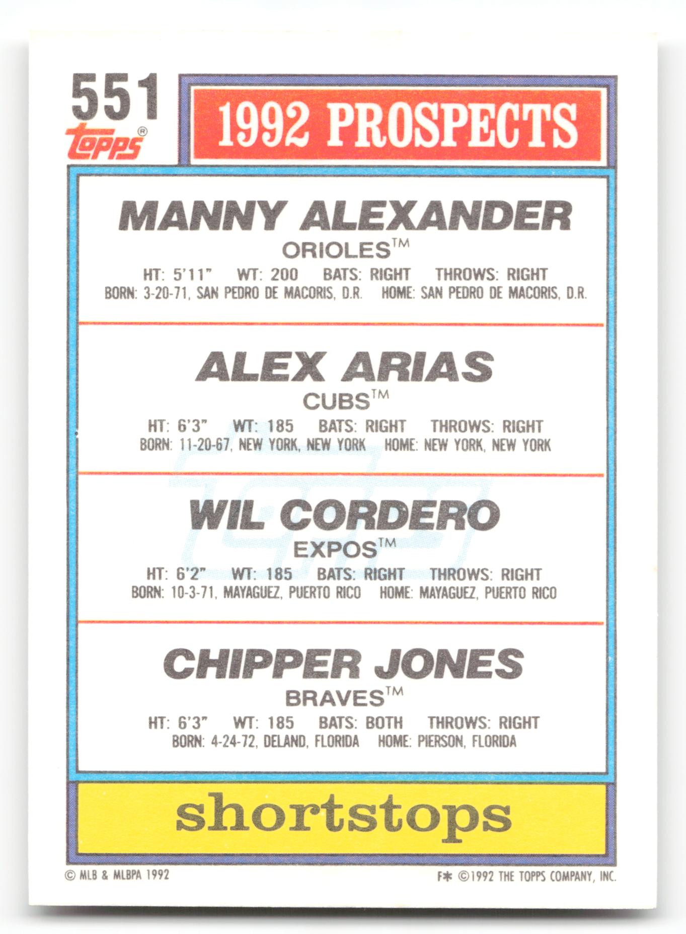 1992 Topps #551 1992 Top Prospects Shortstops TP, RC