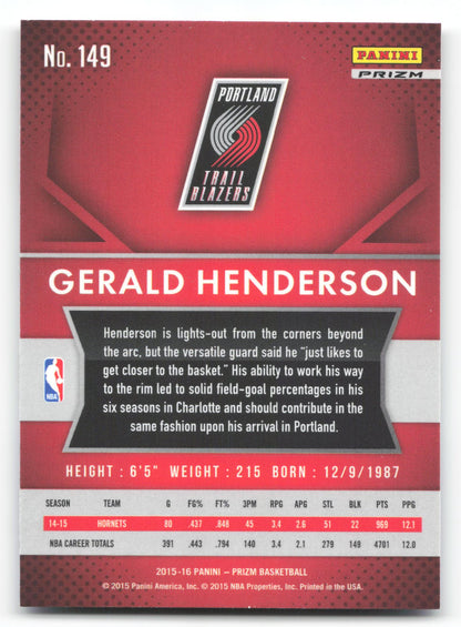 Gerald Henderson - #149 - 2015-16 Panini Prizm - Prizm