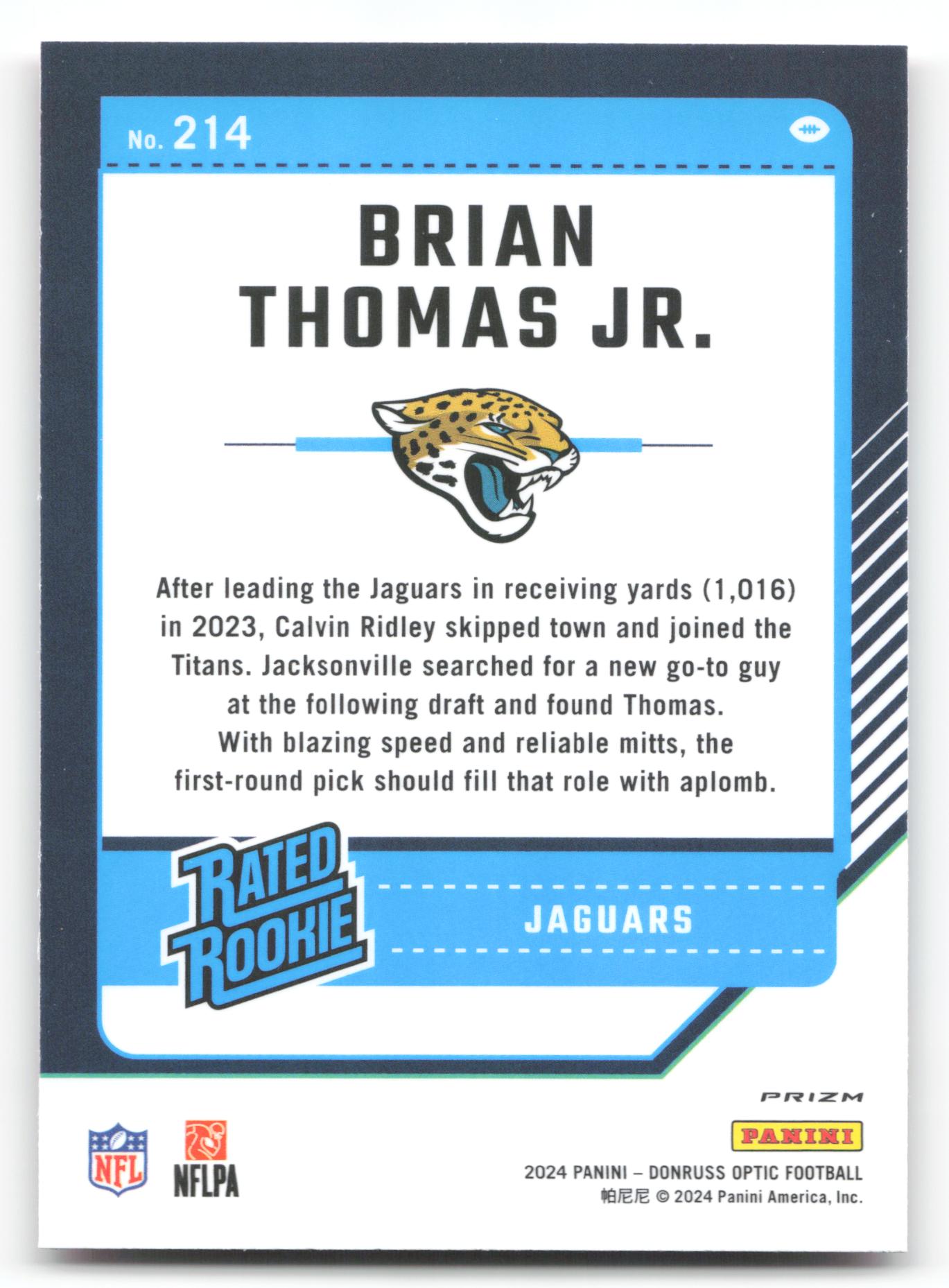 Brian Thomas Jr. - #214 - 2024 Donruss Optic - Optic