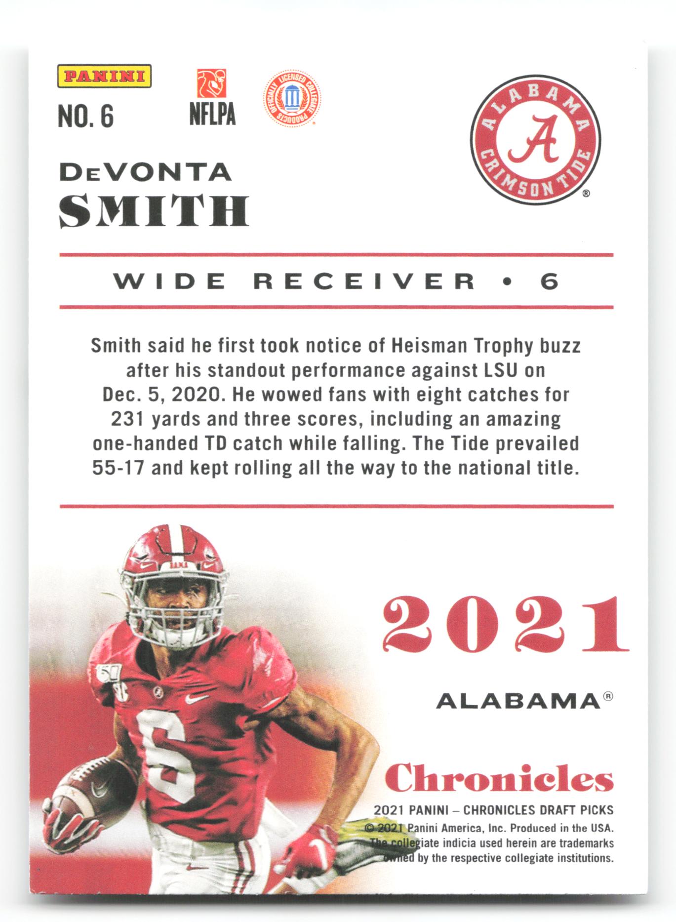 DeVonta Smith - #6 - 2021 Panini Chronicles Draft Picks - Panini