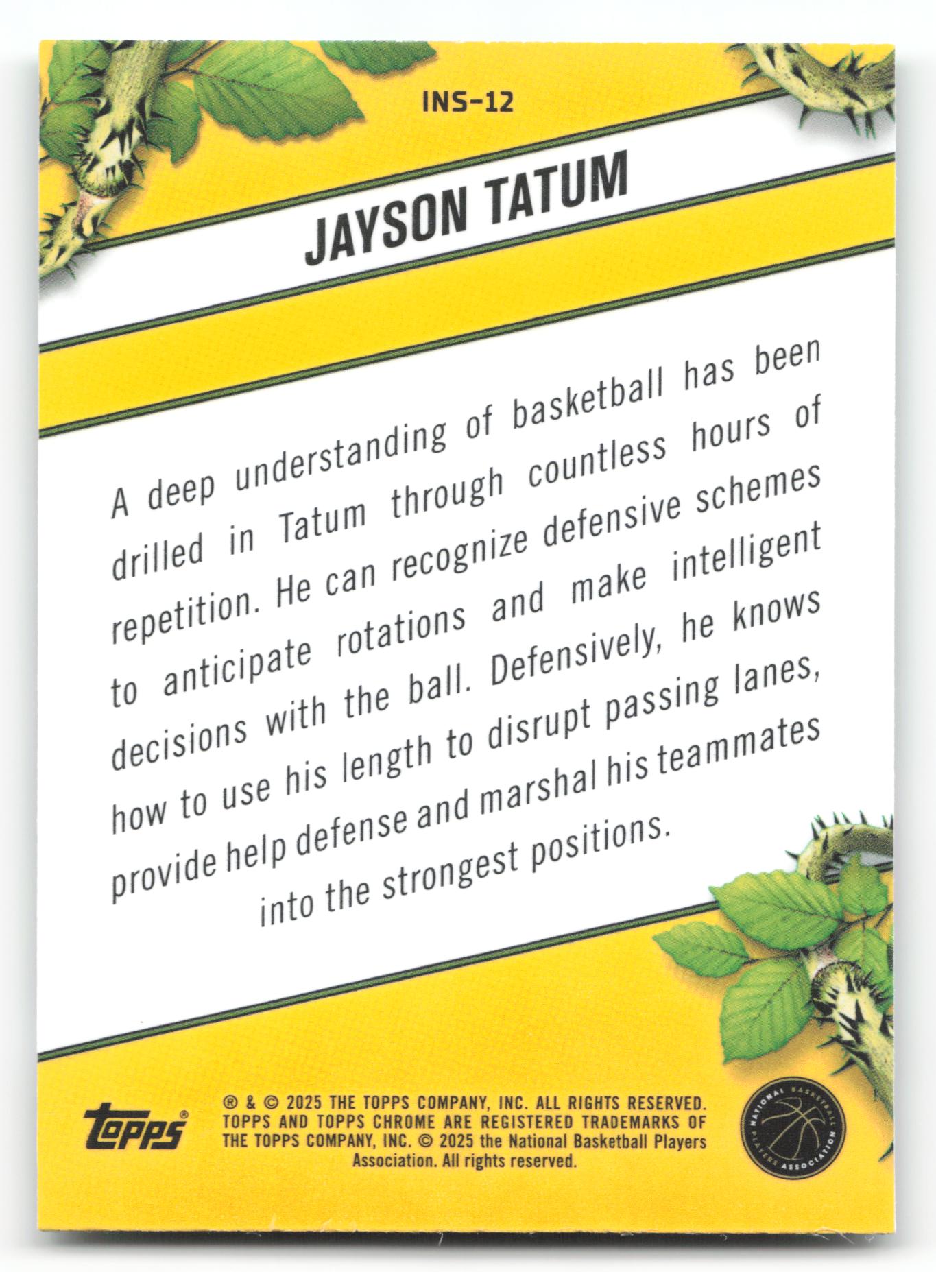 Jayson Tatum - #INS-12 - 2024-25 Topps Chrome - Topps