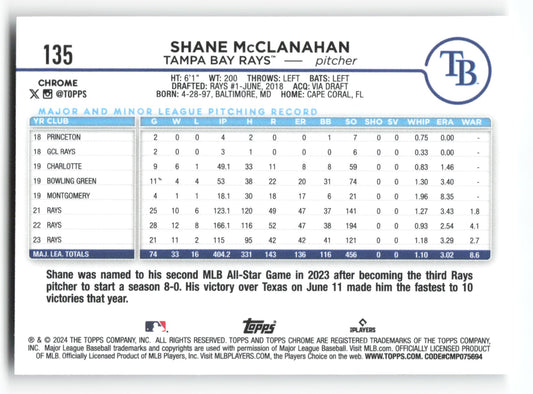 Shane McClanahan - #135 - 2024 Topps Chrome - Topps