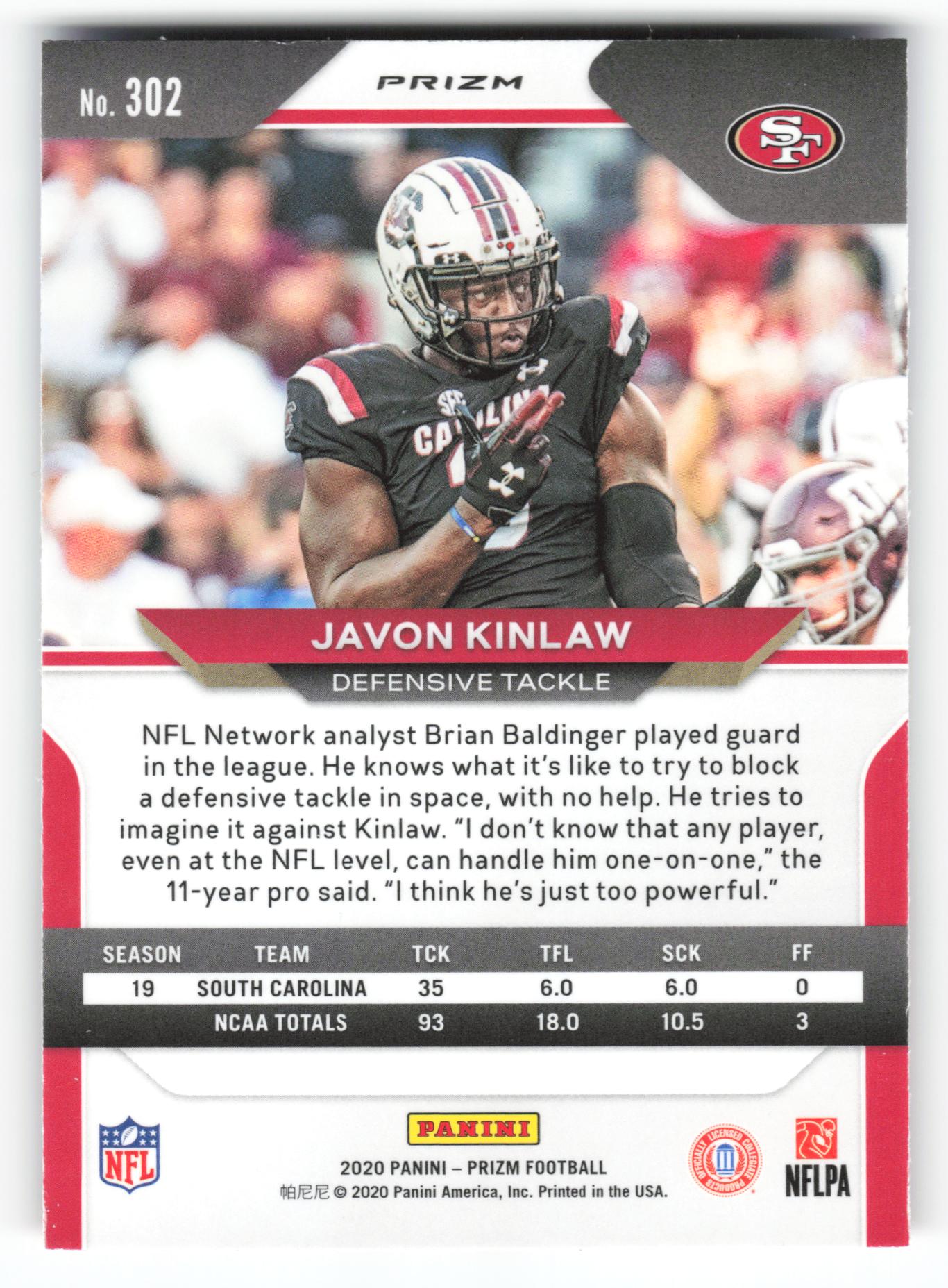 Javon Kinlaw - #302 - 2020 Panini Prizm - Panini