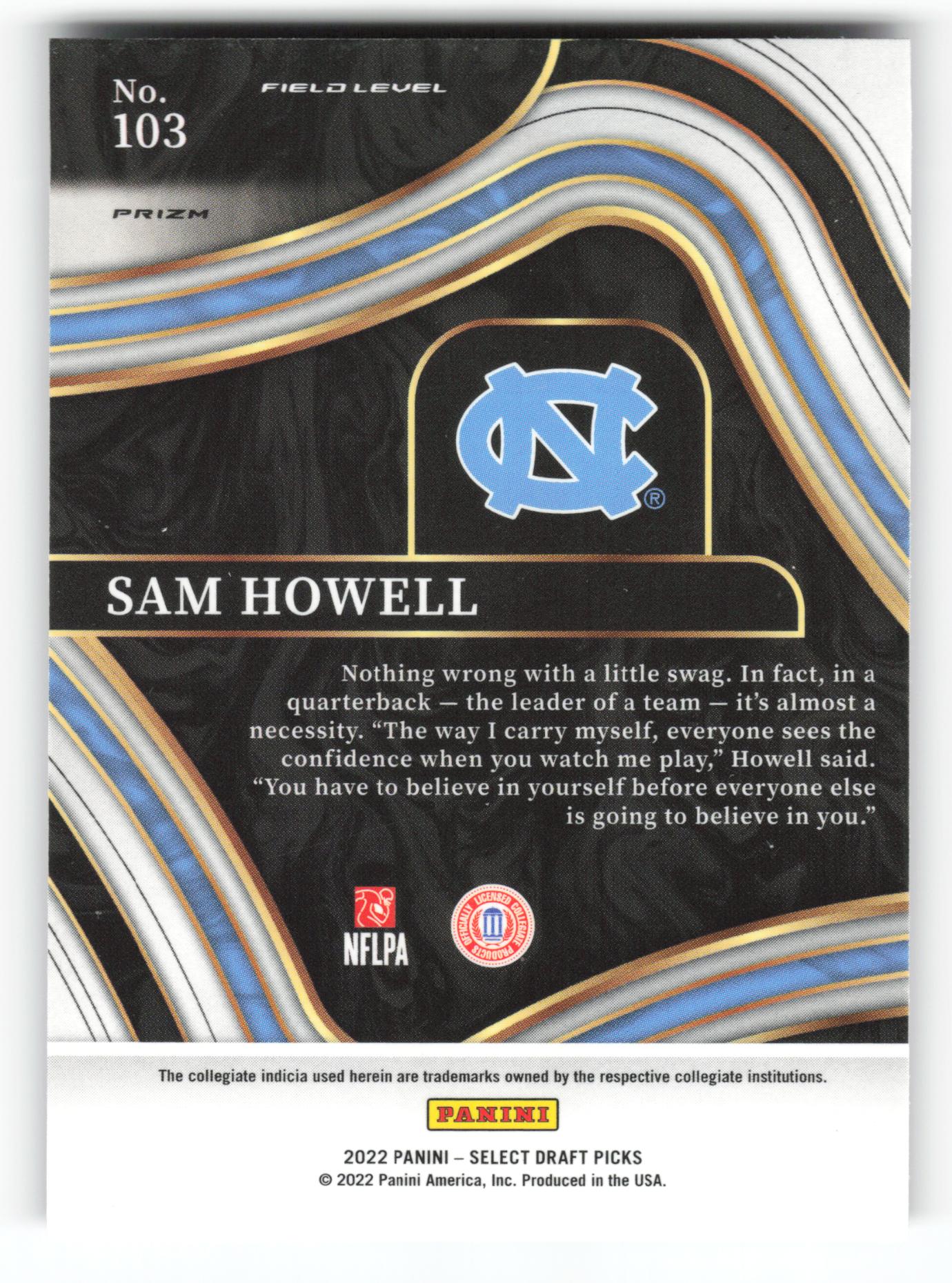 Sam Howell - #103 - 2022 Panini Select Draft Picks - Prizm