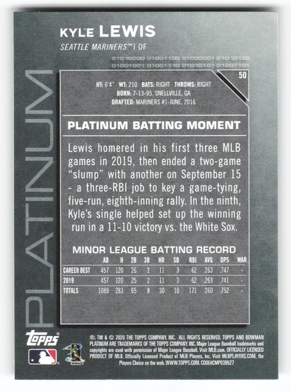 Kyle Lewis - #50 - 2020 Bowman Platinum - Bowman