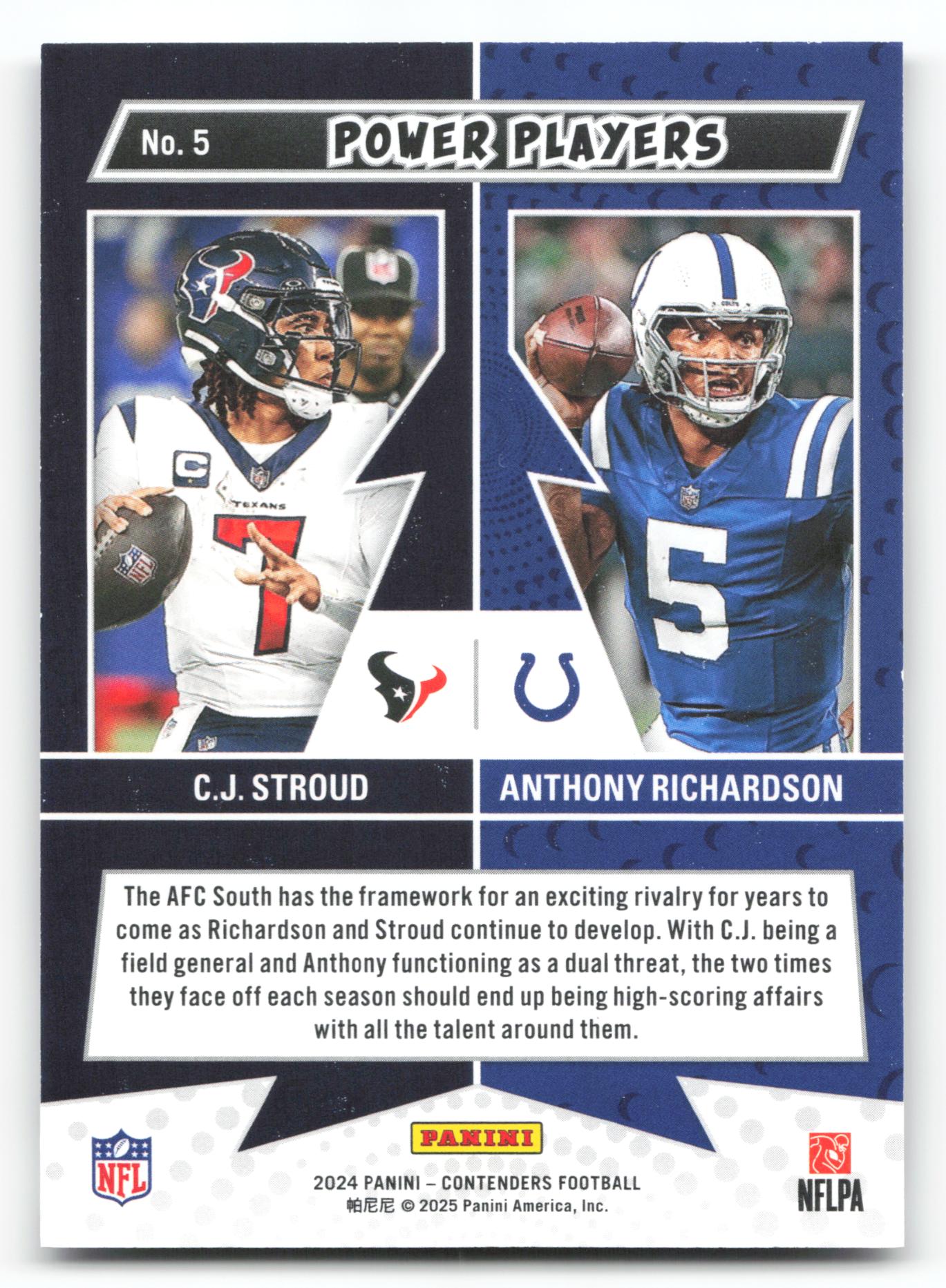 Anthony Richardson / C.J. Stroud - #5 - 2024 Panini Contenders - Panini