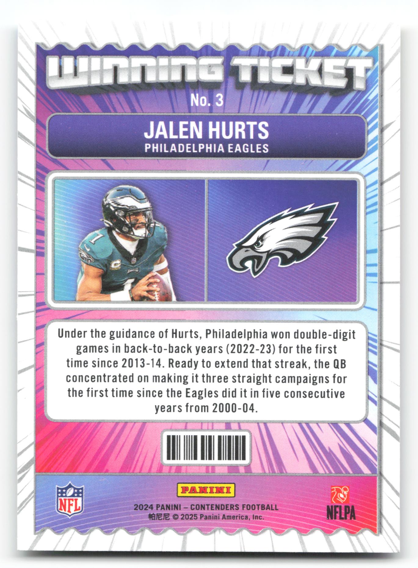 Jalen Hurts - #3 - 2024 Panini Contenders - Panini