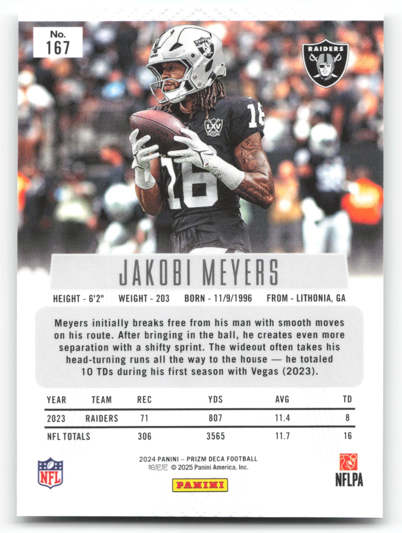 Jakobi Meyers - #167 - 2024 Panini Prizm Deca - Prizm