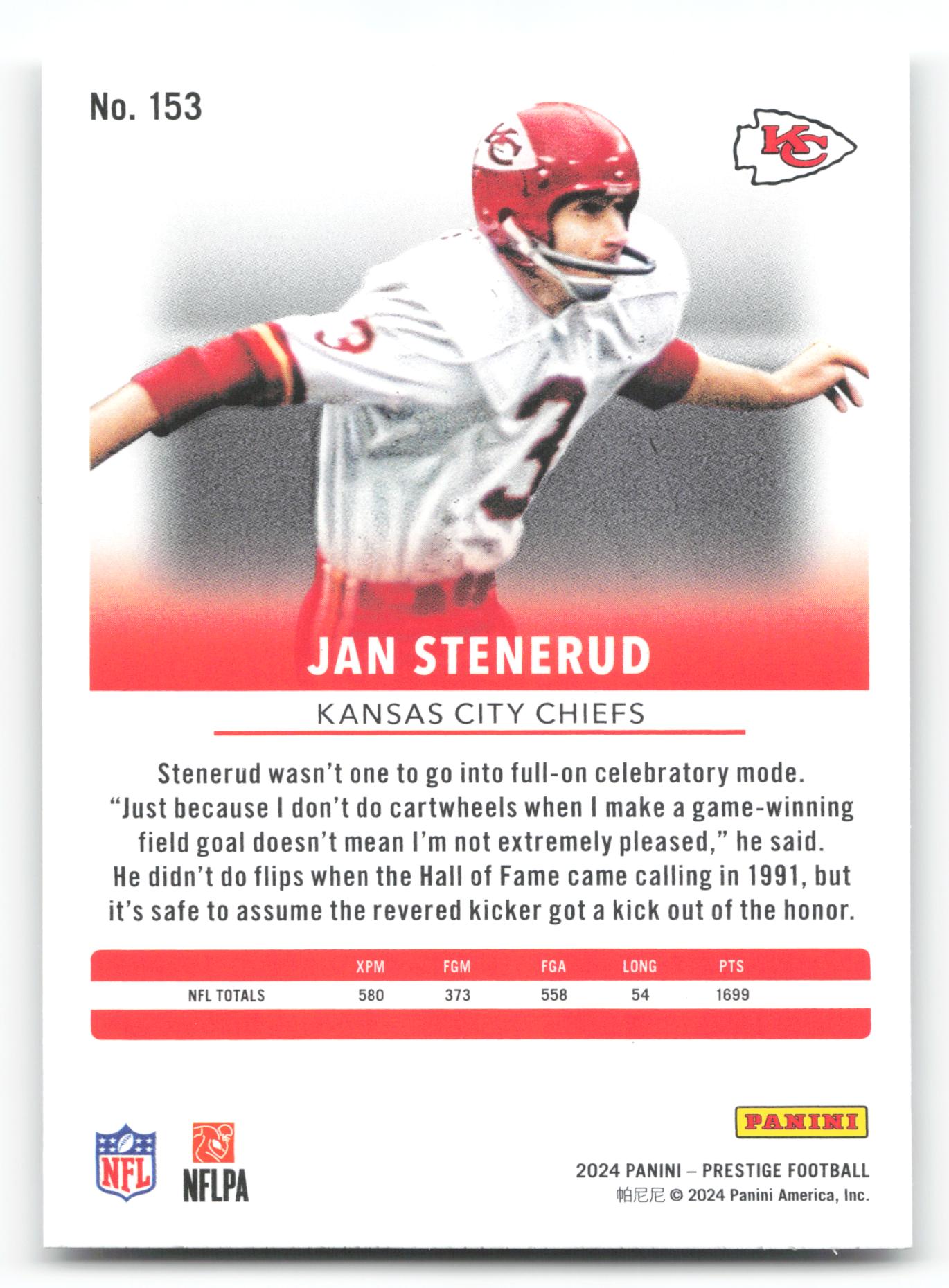 2024 Panini Prestige #153 Jan Stenerud Diamond Xtra Points