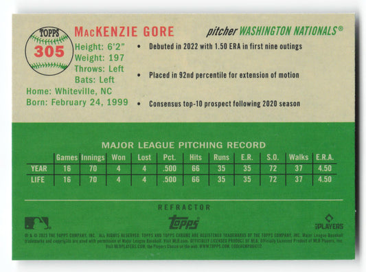 2023 Topps Chrome Platinum Anniversary #305 MacKenzie Gore