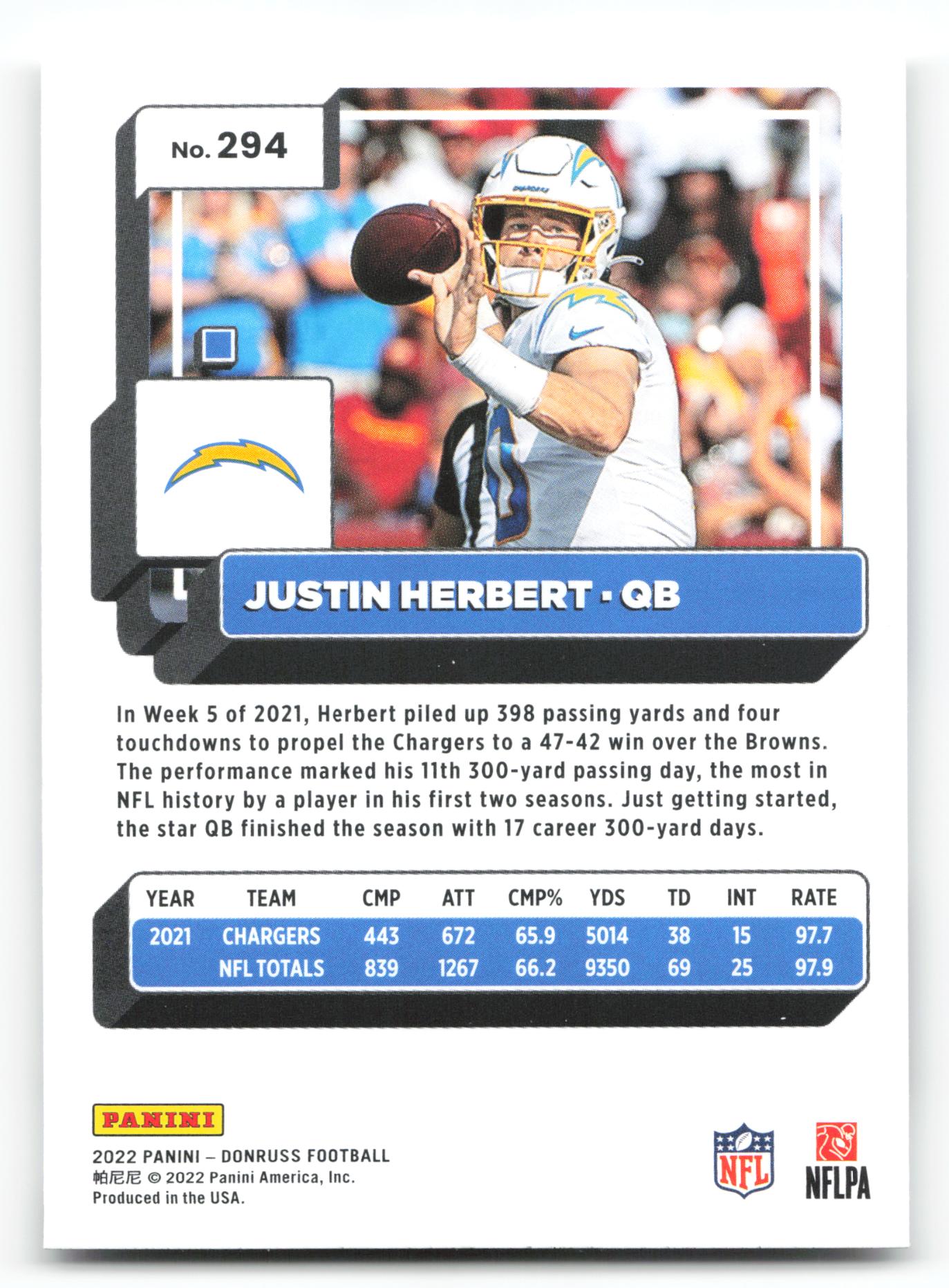 2022 Donruss #294 Justin Herbert